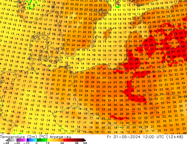 Temperature (2m) Arpege-eu Fr 31.05.2024 12 UTC