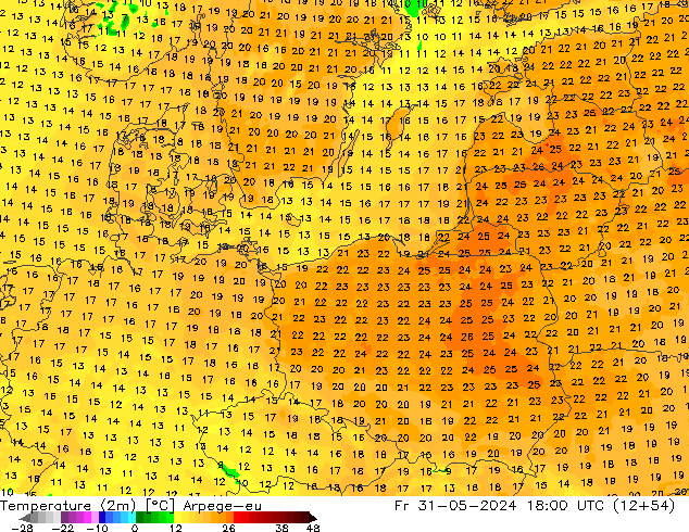 Temperature (2m) Arpege-eu Fr 31.05.2024 18 UTC