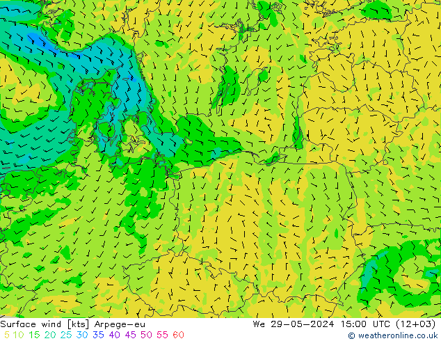 Wind 10 m Arpege-eu wo 29.05.2024 15 UTC