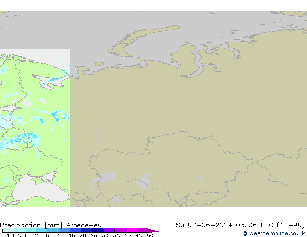 Precipitación Arpege-eu dom 02.06.2024 06 UTC