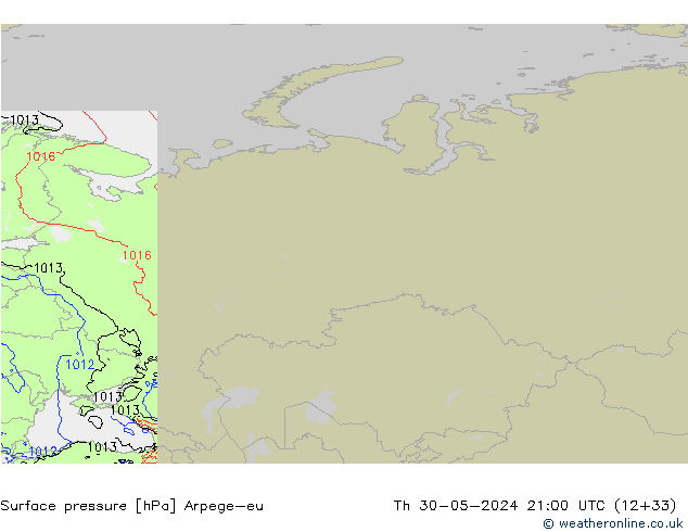 Surface pressure Arpege-eu Th 30.05.2024 21 UTC