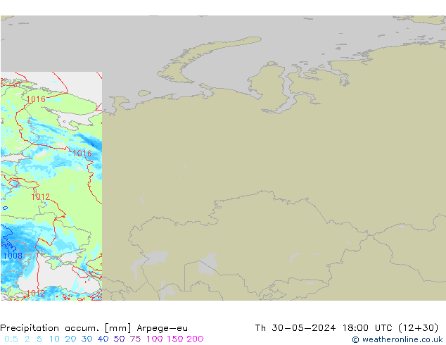 Precipitation accum. Arpege-eu чт 30.05.2024 18 UTC