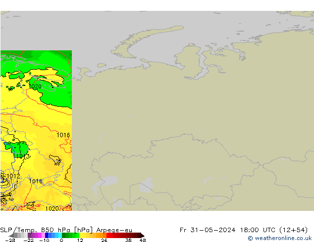 SLP/Temp. 850 hPa Arpege-eu Fr 31.05.2024 18 UTC