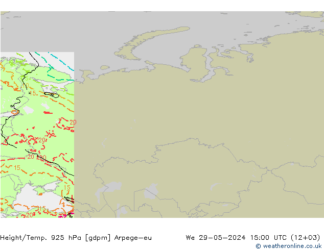 Height/Temp. 925 гПа Arpege-eu ср 29.05.2024 15 UTC