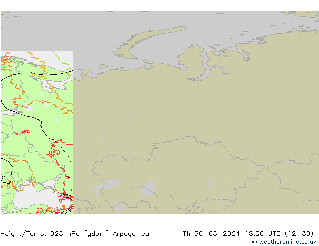Height/Temp. 925 hPa Arpege-eu Qui 30.05.2024 18 UTC