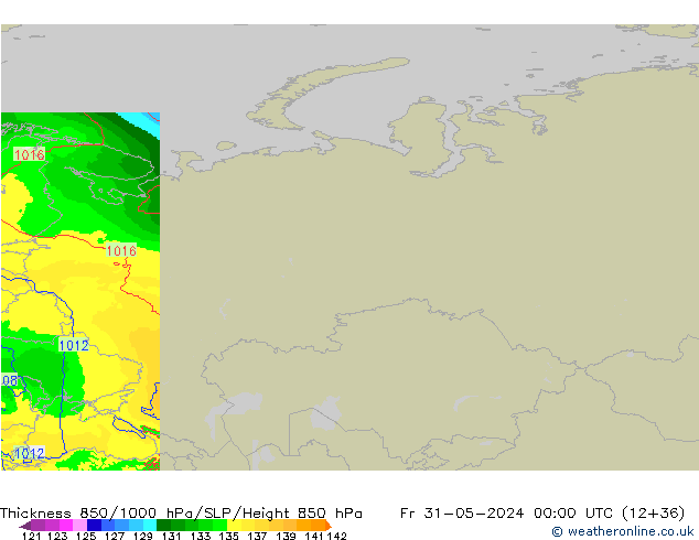 850-1000 hPa Kalınlığı Arpege-eu Cu 31.05.2024 00 UTC