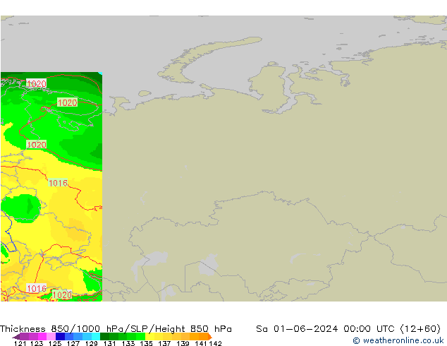 Thck 850-1000 hPa Arpege-eu  01.06.2024 00 UTC