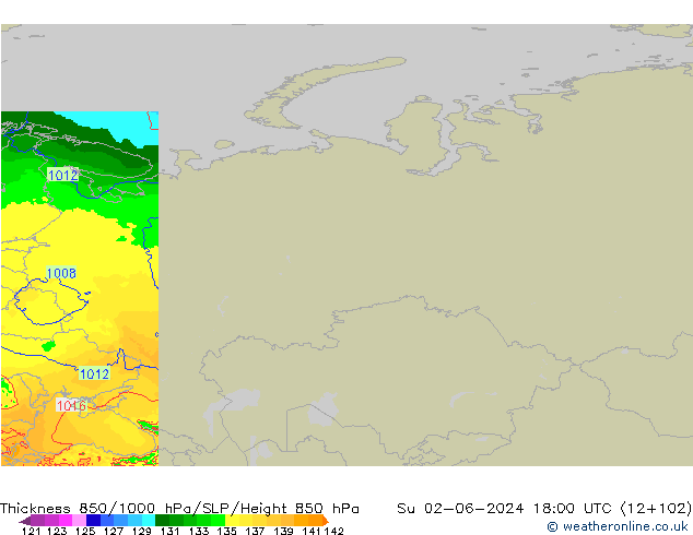 Thck 850-1000 hPa Arpege-eu Su 02.06.2024 18 UTC