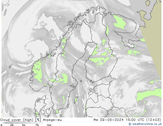 Nuages (élevé) Arpege-eu mer 29.05.2024 15 UTC