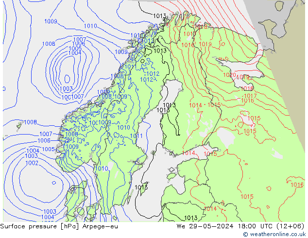 Surface pressure Arpege-eu We 29.05.2024 18 UTC