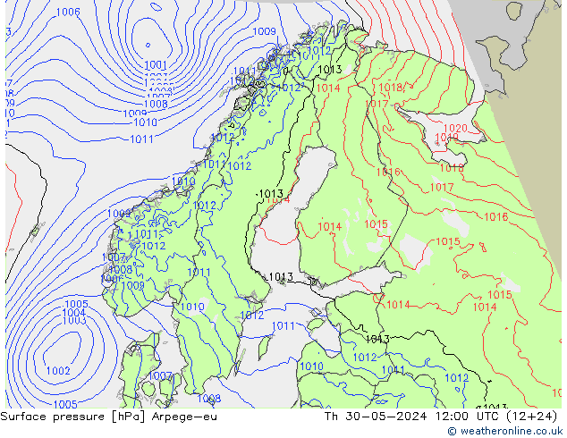 Surface pressure Arpege-eu Th 30.05.2024 12 UTC