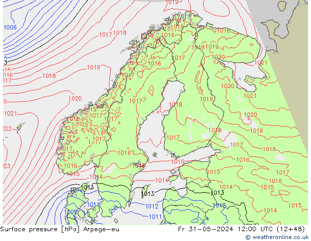 Presión superficial Arpege-eu vie 31.05.2024 12 UTC