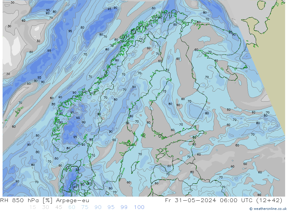 RV 850 hPa Arpege-eu vr 31.05.2024 06 UTC