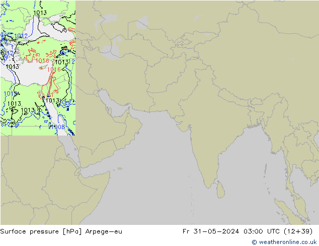 Pressione al suolo Arpege-eu ven 31.05.2024 03 UTC