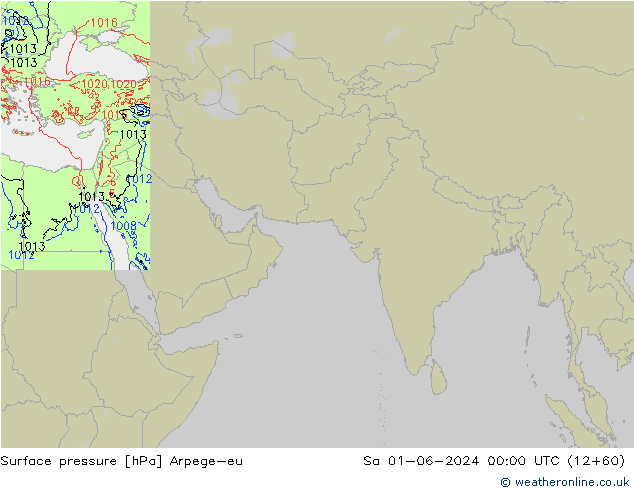Presión superficial Arpege-eu sáb 01.06.2024 00 UTC