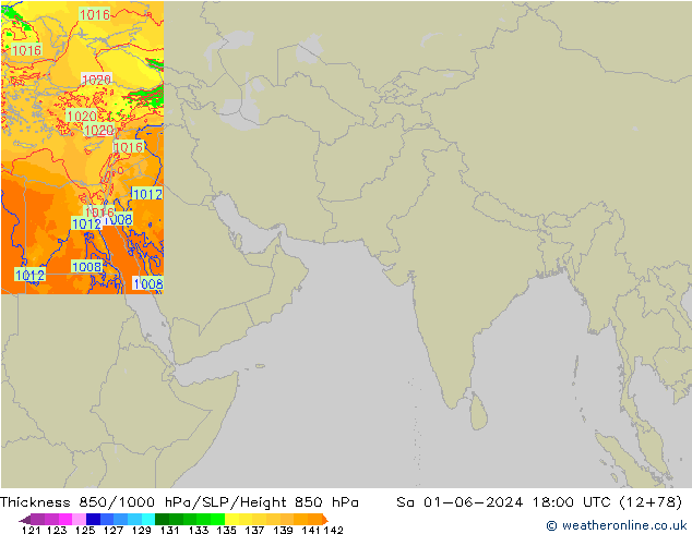 Thck 850-1000 hPa Arpege-eu so. 01.06.2024 18 UTC