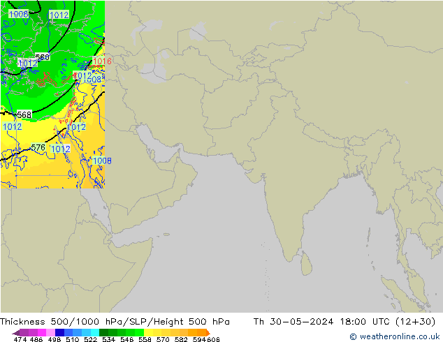 Thck 500-1000hPa Arpege-eu  30.05.2024 18 UTC