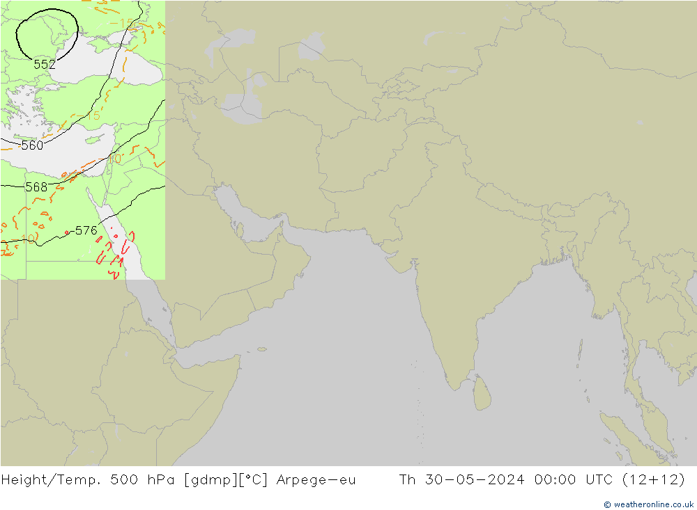 Height/Temp. 500 hPa Arpege-eu Th 30.05.2024 00 UTC