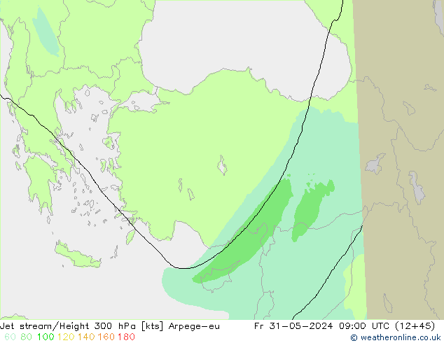 Jet stream/Height 300 hPa Arpege-eu Pá 31.05.2024 09 UTC