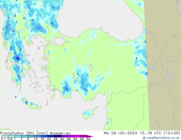 Yağış (6h) Arpege-eu Çar 29.05.2024 18 UTC