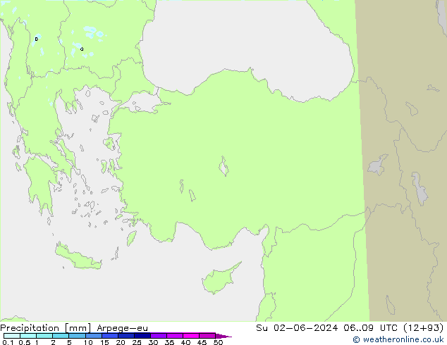 precipitação Arpege-eu Dom 02.06.2024 09 UTC