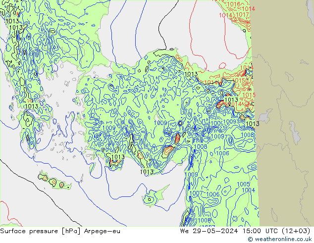 Surface pressure Arpege-eu We 29.05.2024 15 UTC