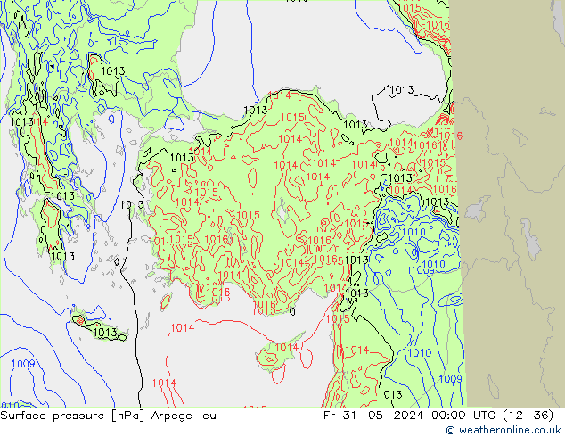 Surface pressure Arpege-eu Fr 31.05.2024 00 UTC