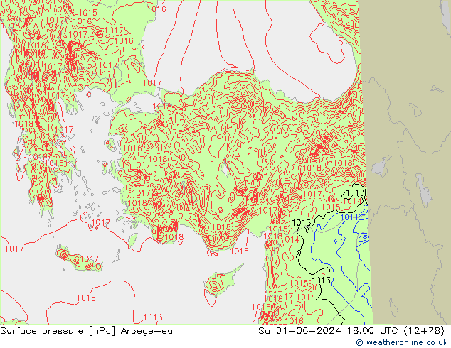 Luchtdruk (Grond) Arpege-eu za 01.06.2024 18 UTC