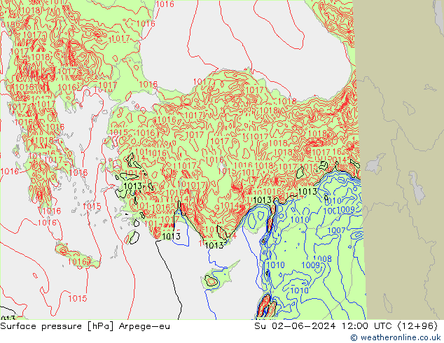 Surface pressure Arpege-eu Su 02.06.2024 12 UTC