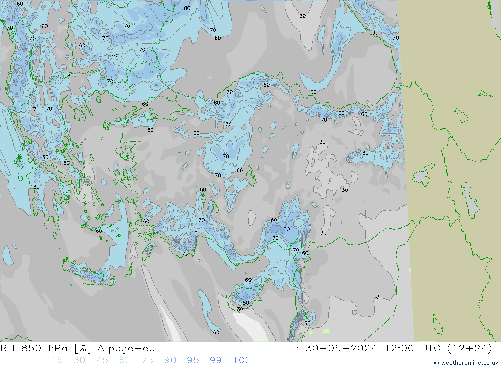 850 hPa Nispi Nem Arpege-eu Per 30.05.2024 12 UTC