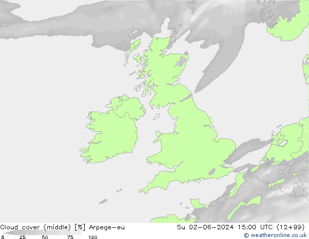 oblačnosti uprostřed Arpege-eu Ne 02.06.2024 15 UTC