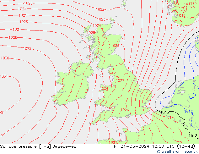 Yer basıncı Arpege-eu Cu 31.05.2024 12 UTC