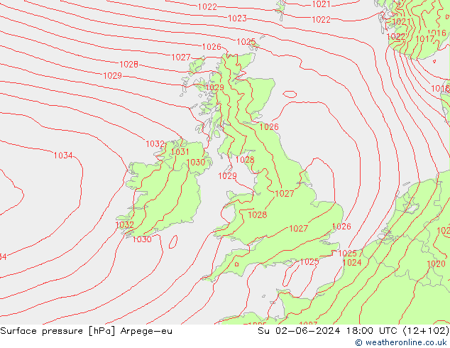 Surface pressure Arpege-eu Su 02.06.2024 18 UTC