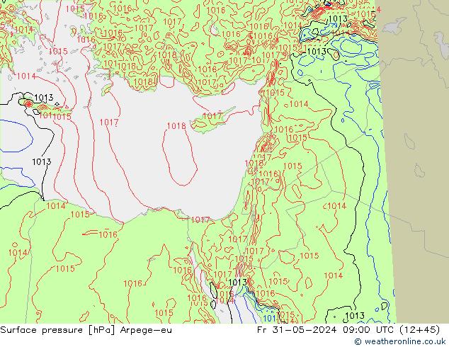 Surface pressure Arpege-eu Fr 31.05.2024 09 UTC