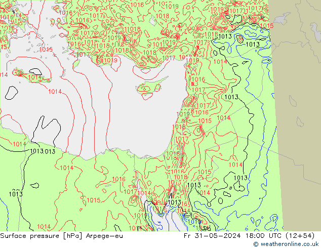 Surface pressure Arpege-eu Fr 31.05.2024 18 UTC