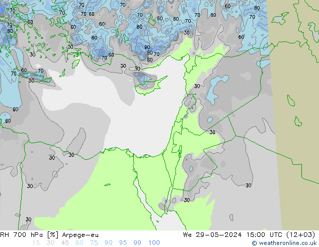 700 hPa Nispi Nem Arpege-eu Çar 29.05.2024 15 UTC