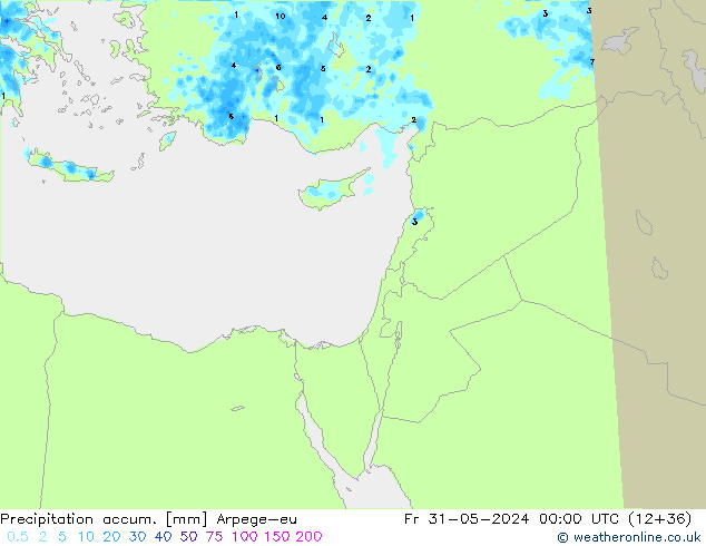 Precipitación acum. Arpege-eu vie 31.05.2024 00 UTC