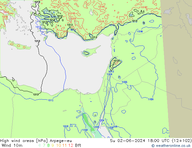 High wind areas Arpege-eu dim 02.06.2024 18 UTC