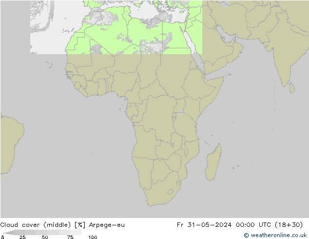 Nuages (moyen) Arpege-eu ven 31.05.2024 00 UTC