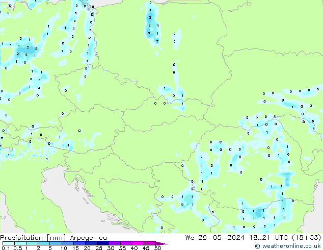 Precipitation Arpege-eu We 29.05.2024 21 UTC