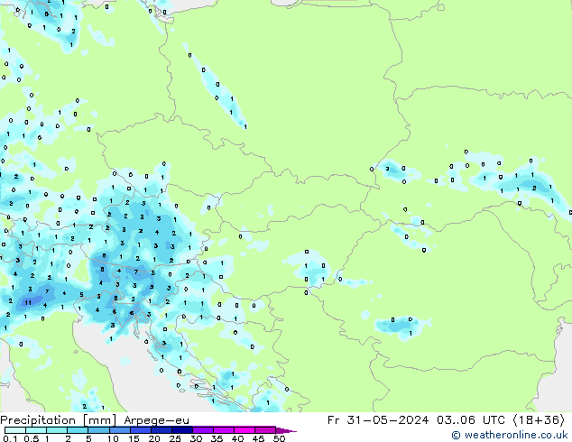 Precipitation Arpege-eu Fr 31.05.2024 06 UTC