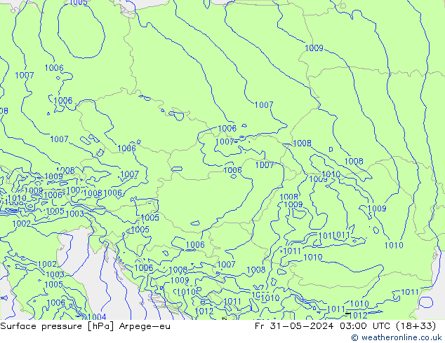 Luchtdruk (Grond) Arpege-eu vr 31.05.2024 03 UTC