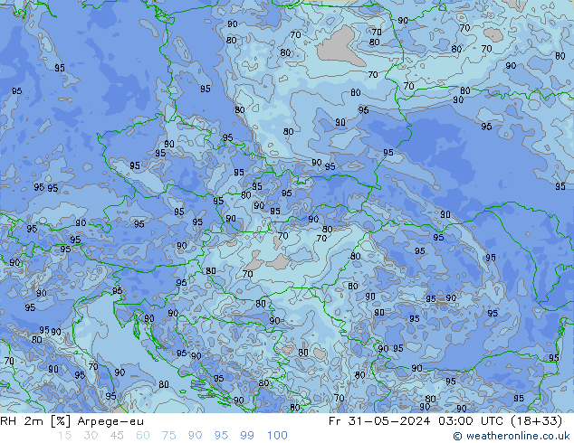 RH 2m Arpege-eu Fr 31.05.2024 03 UTC