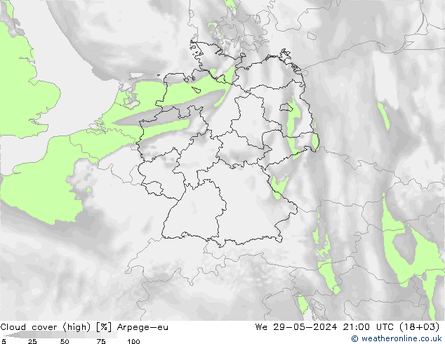 Wolken (hohe) Arpege-eu Mi 29.05.2024 21 UTC