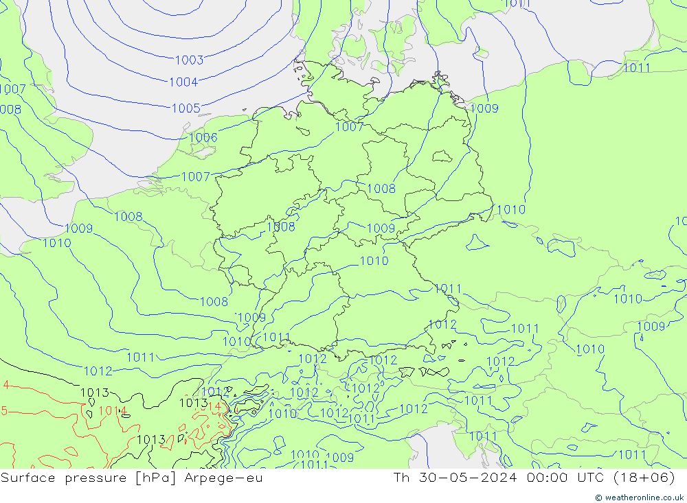 Surface pressure Arpege-eu Th 30.05.2024 00 UTC