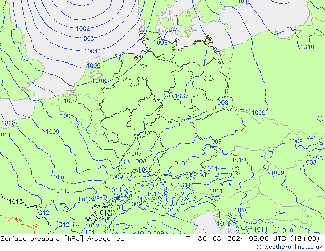 Luchtdruk (Grond) Arpege-eu do 30.05.2024 03 UTC