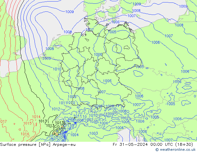 приземное давление Arpege-eu пт 31.05.2024 00 UTC