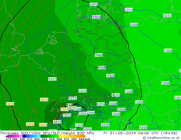 Thck 500-1000hPa Arpege-eu Pá 31.05.2024 09 UTC