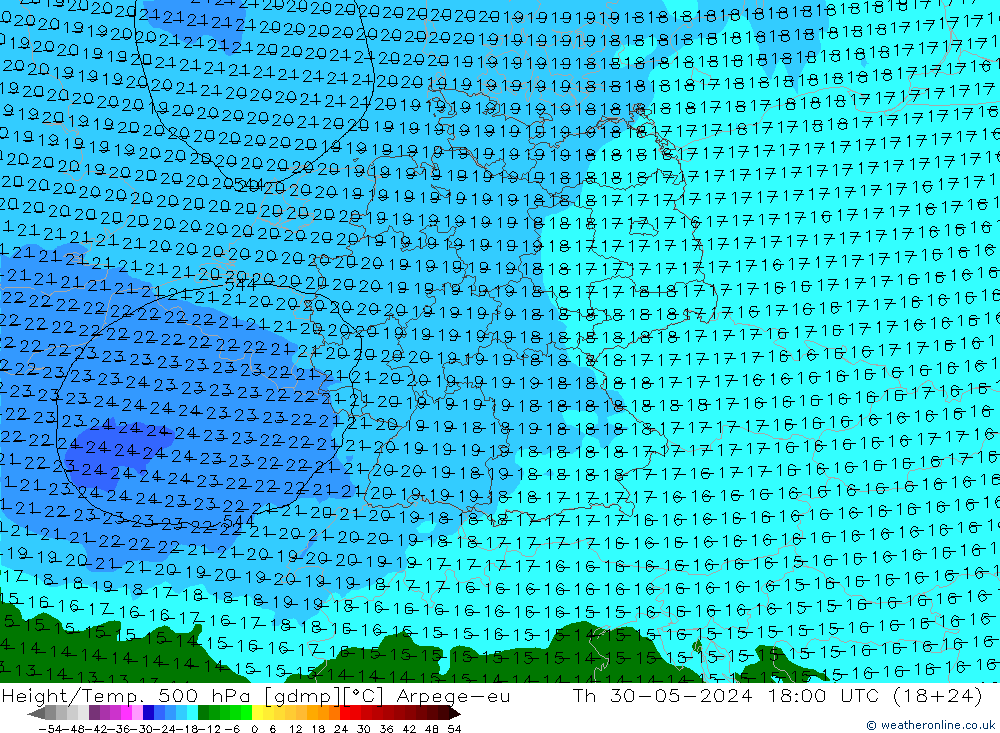 Yükseklik/Sıc. 500 hPa Arpege-eu Per 30.05.2024 18 UTC