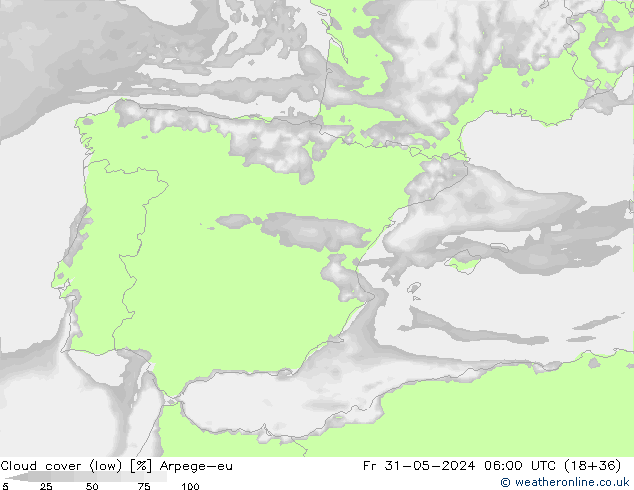 zachmurzenie (niskie) Arpege-eu pt. 31.05.2024 06 UTC